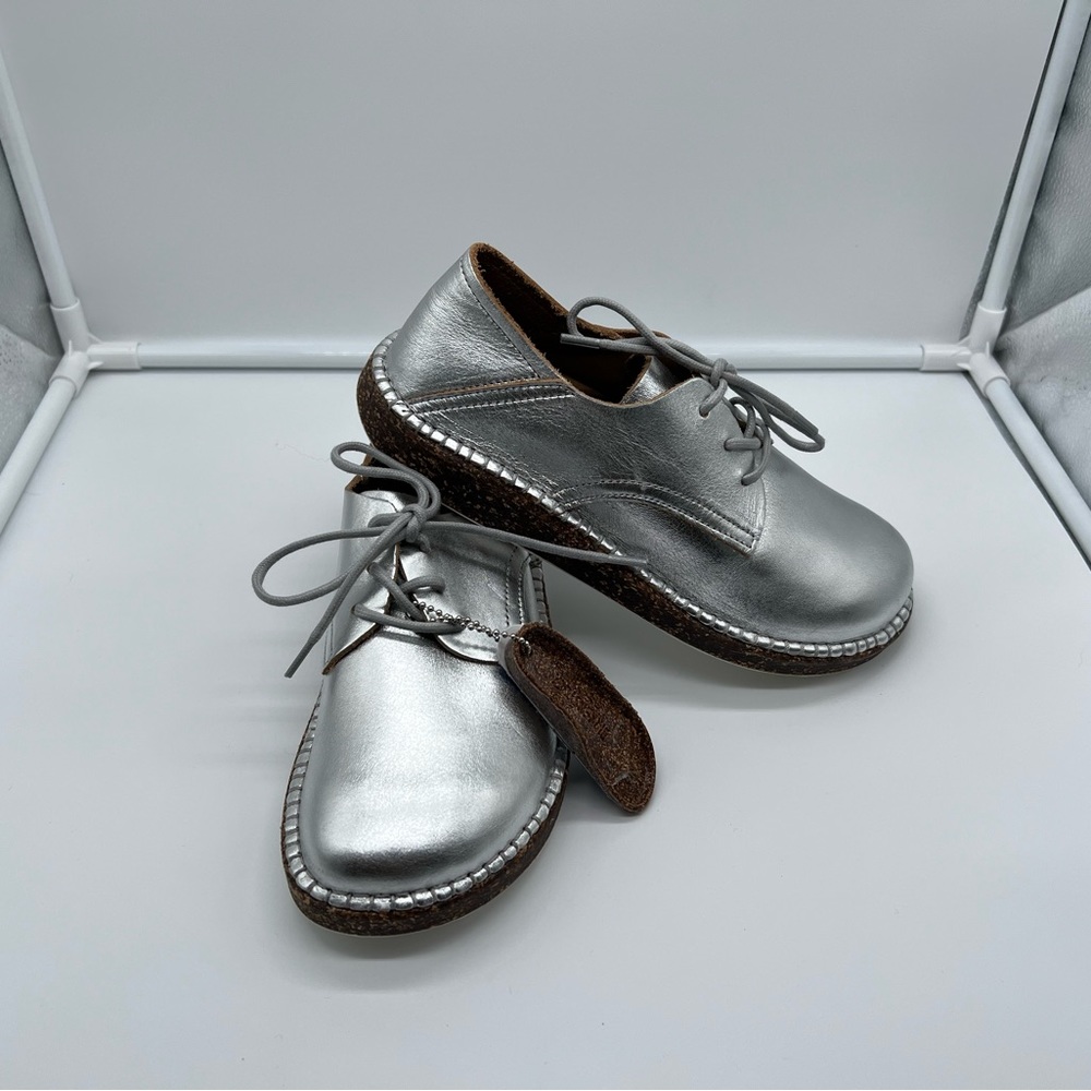 NWT Birkenstock Womens Gary Loafer, Silver Leather, Size 36